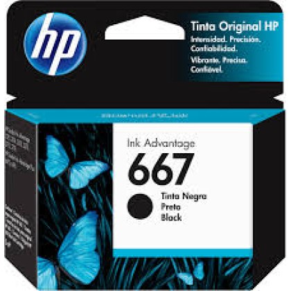 CARTUCHO HP 667 PRETO 3YM79AB - 2ML - 2376, 2774, 2776, 2874, 5076,5276, 6476